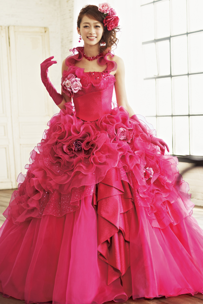 最も人気のある髪型 Hd限定花嫁 髪型 カラードレス 赤