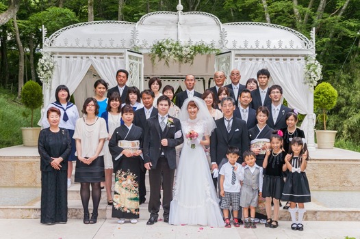 箱根　結婚式　家族写真　チャペル　バンブー